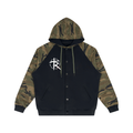 Unisex Camo-Splice Raglan Zip Hoodie