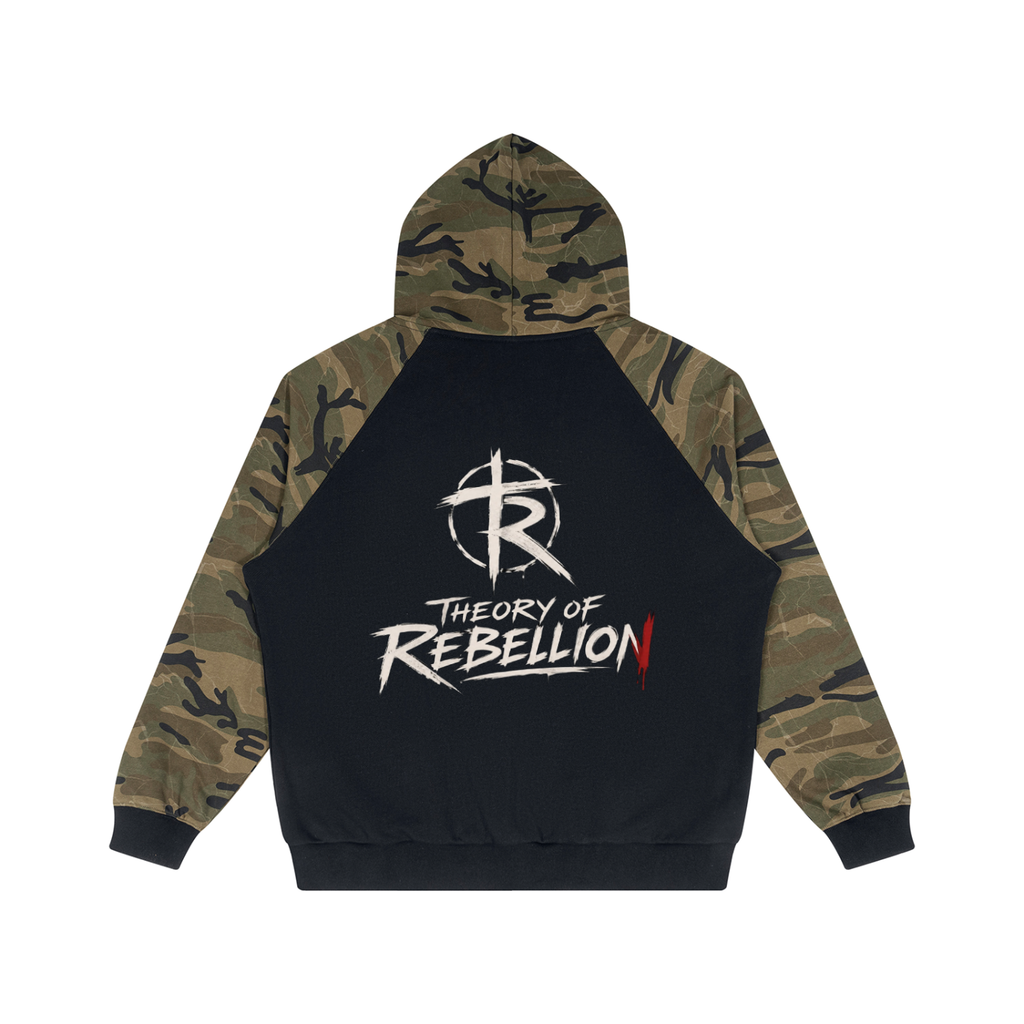 Unisex Camo-Splice Raglan Zip Hoodie