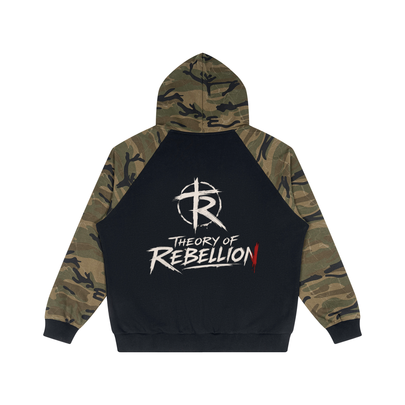 Unisex Camo-Splice Raglan Zip Hoodie